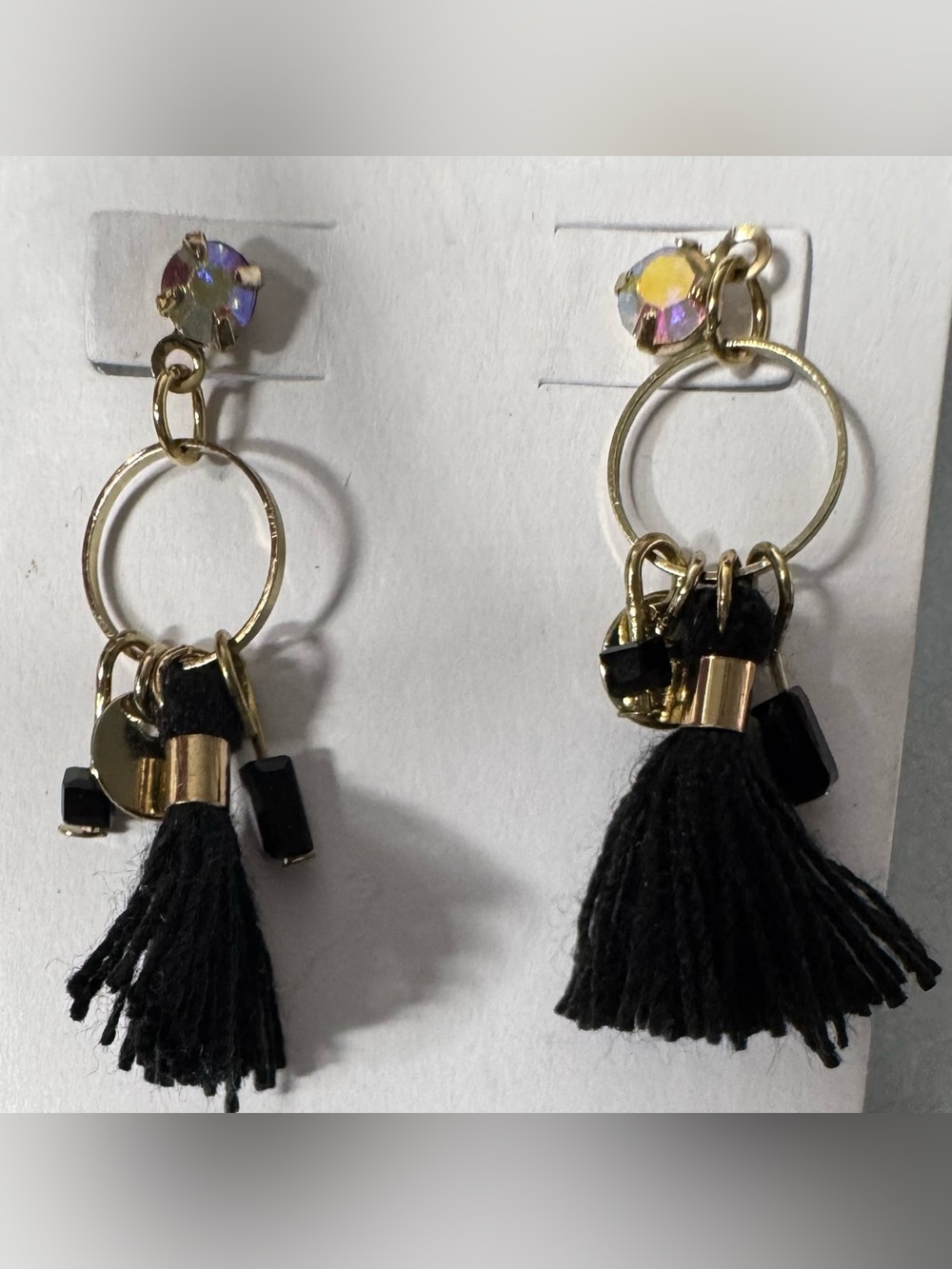 Tassel Earrings with Black Tassels gold accents classy boho summer